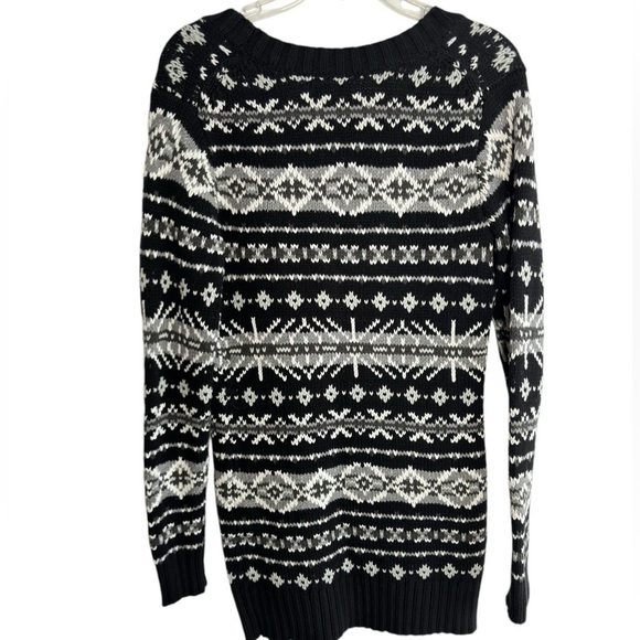 G.H. Bass Cardigan Sweater Tunic Small Deep V-neck Cotton Blend Nordic FairIsle - Picture 7 of 12